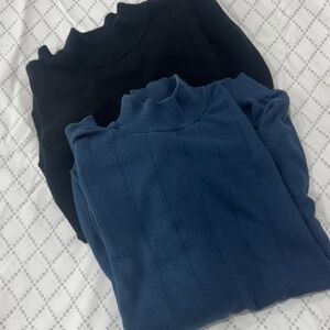 Men's Black and Blue 3/4 Turtleneck Sweater Set